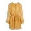 Load image into Gallery viewer, Simplee Lace up backless mesh dress women Elegant stringy selvedge sash mini dress Fashion long flare sleeve dresses vestidos