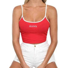Load image into Gallery viewer, Women Halter Top Honey Letter Printed Tank Tops Sleeveless Crop Top Shirt